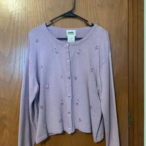 Women’s Lavender Cardigan Sweater -Size XL